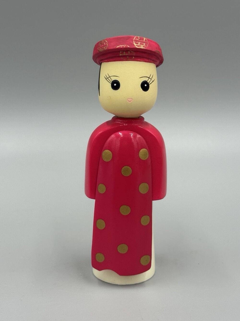 Vintage Vietnamese Koheshi Style Doll XUONH PHAT Polyresin Wood
